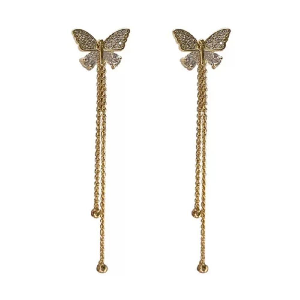 Goldtone Butterfly Dangle Earrings